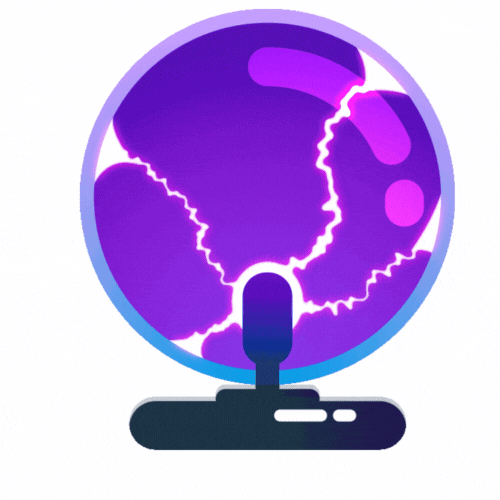 GIF animado de uma esfera de newton roxa